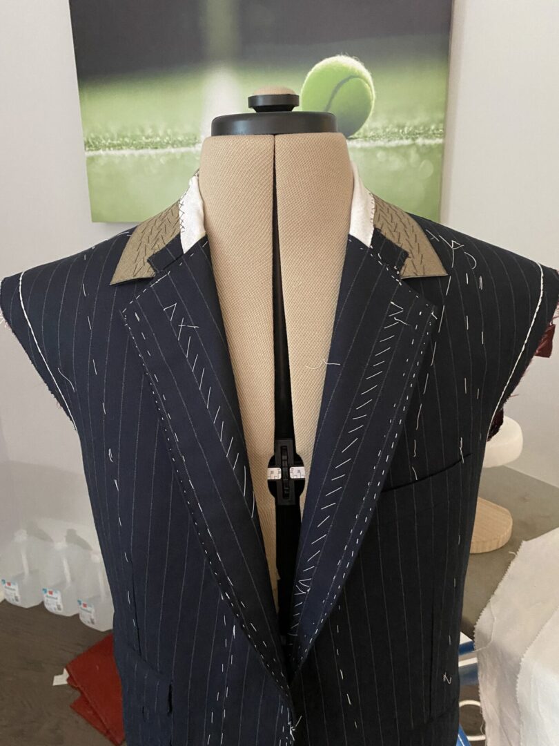Pinstripe suit in progress